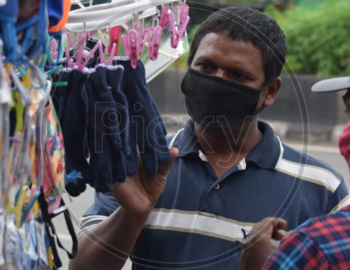 Hyderabad, Telangana, India. July-06-2020: Corona Virus Panic Concept, Peoples Buying Face Masks, To Protect Against Corona Virus, Protection Respirator Masks