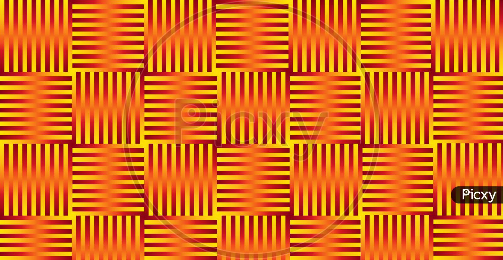 Abstract seamless red yellow gradient strip square pattern design. Trendy zigzag  stripes block background. 3d rendering 3d illustration.