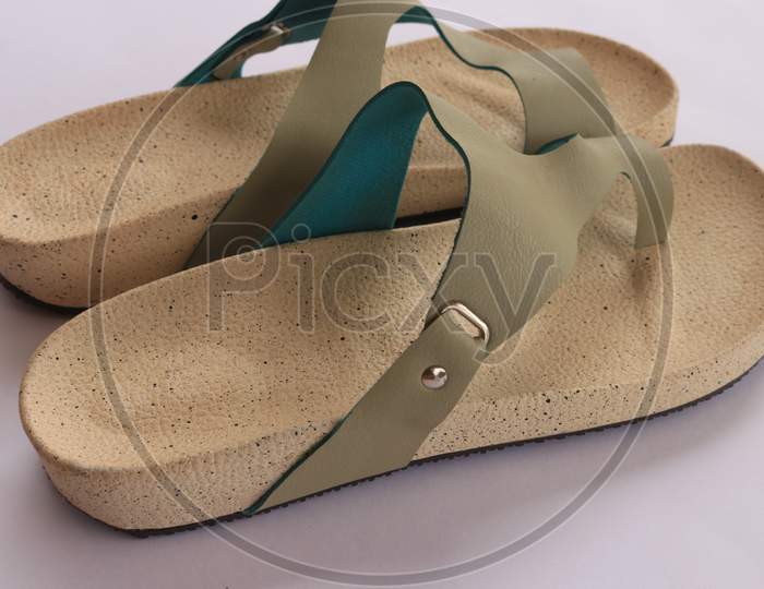 Slippers or Sandals on White Background
