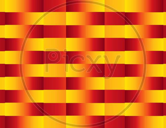 Red yellow Gradient Square, rectangle shapes composition geometric abstract background. Gradient checked seamless repeating pattern. 3d Illustration For Wallpaper, Banner, Background, Card, Book.