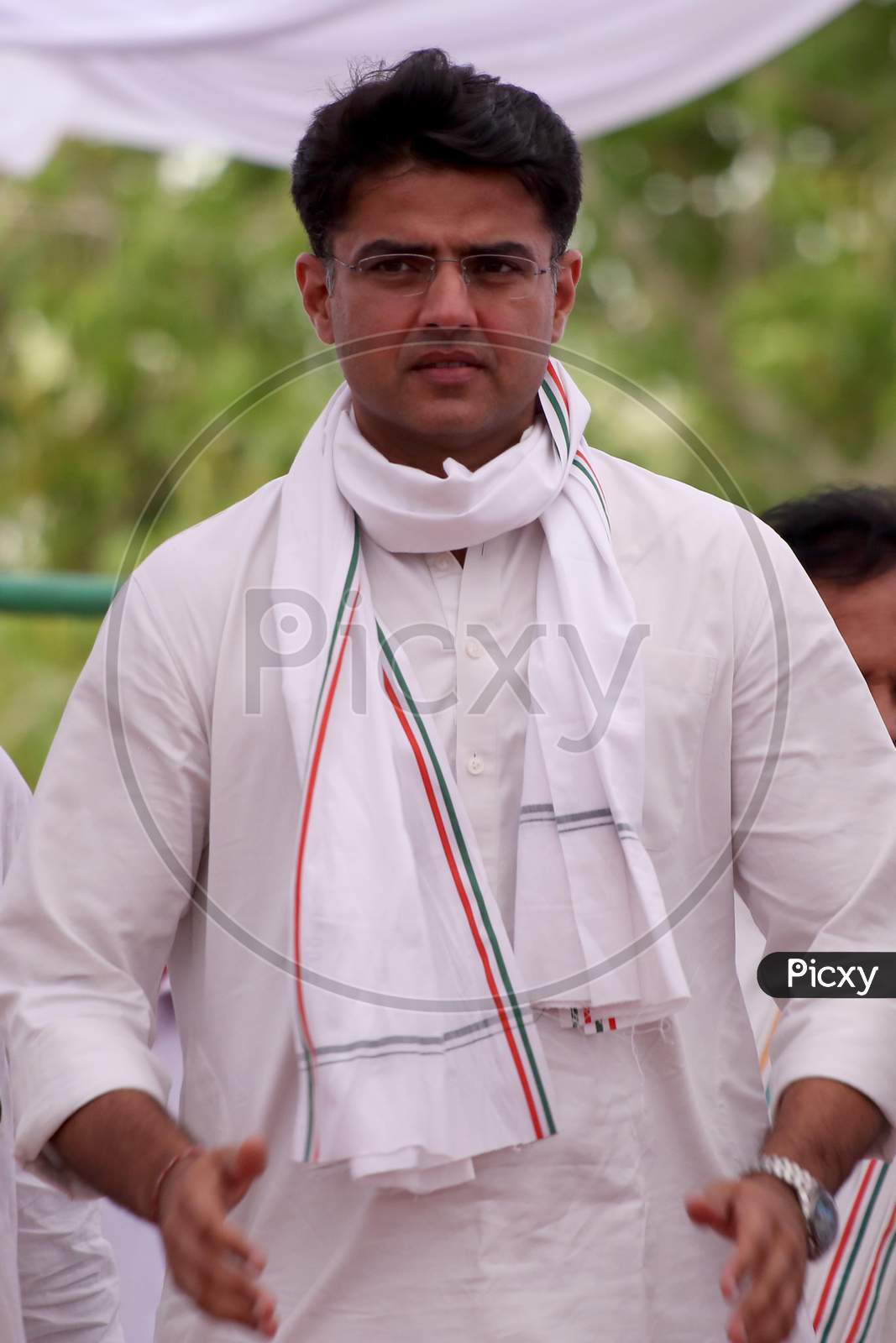 Sachin Pilot, Deputy Chief Minister of Rajasthan participate in a campaign rally ahead of the National Elections in Pushkar, Rajasthan on April 16, 2019