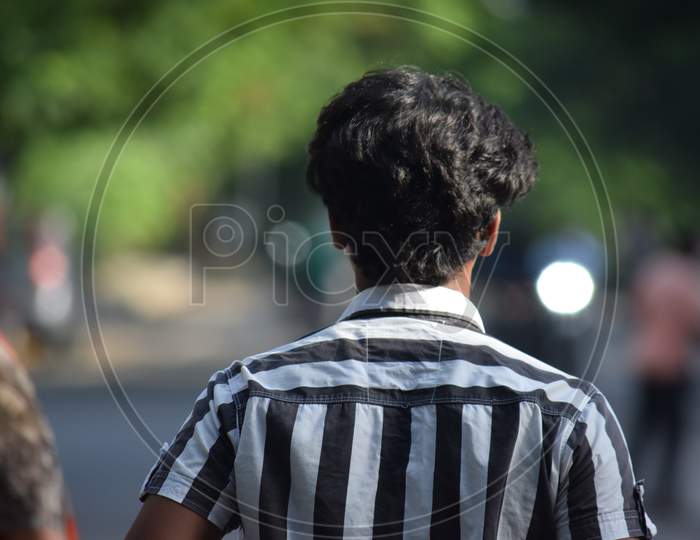 Hyderabad, Telangana, India. June-29-2020: Young Man Is Walking On The Road. Man With Protective Safety Mask On His Face In The City On A Sunny Day