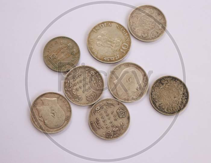 Indian Currency Coins isolated with White Background