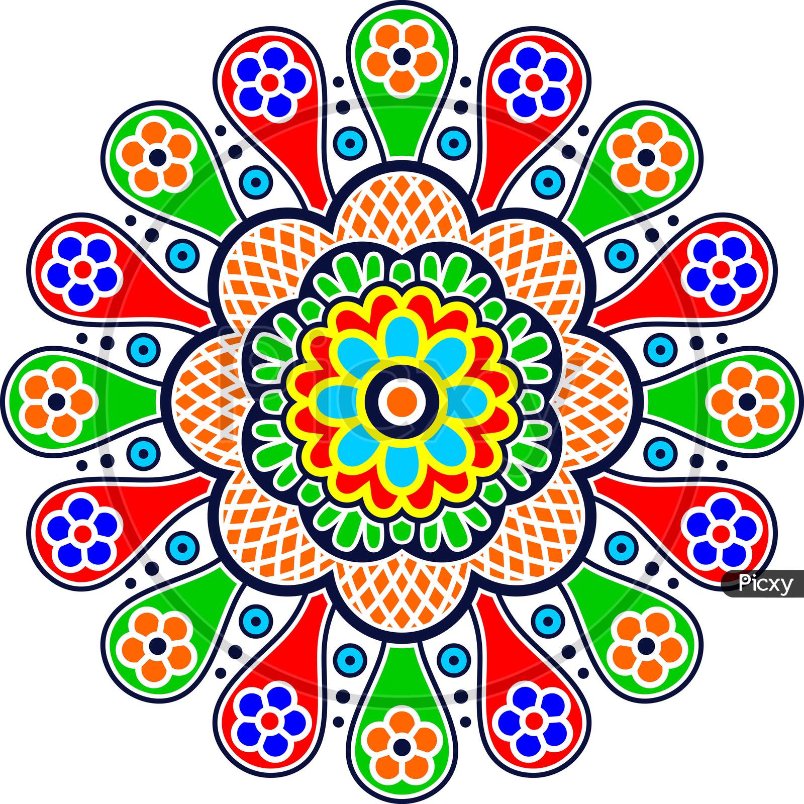 Colorful Vector Indian Chunri Round Design