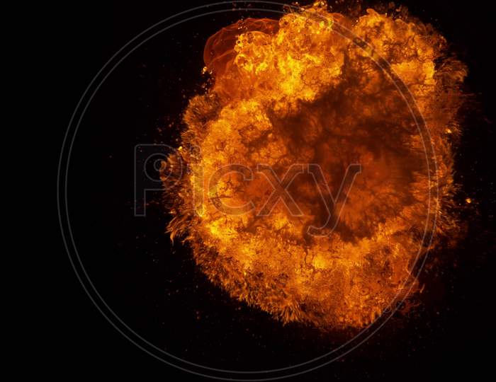 Realistic fiery explosion