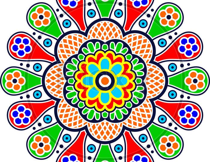 Colorful Vector Indian Chunri Round Design