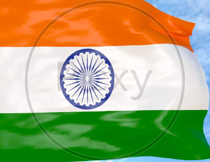 Indian national flag waving on 15 august independence day / 2 january republic day