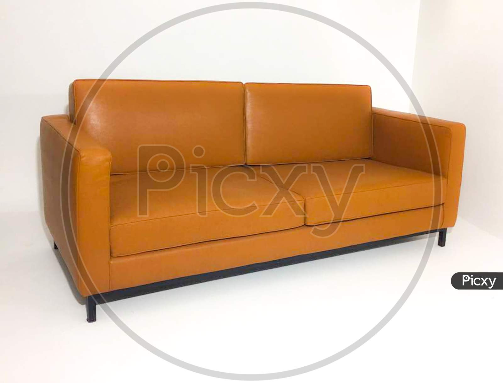 Three Seater Leather Sofa. Brown Morden Sofa.