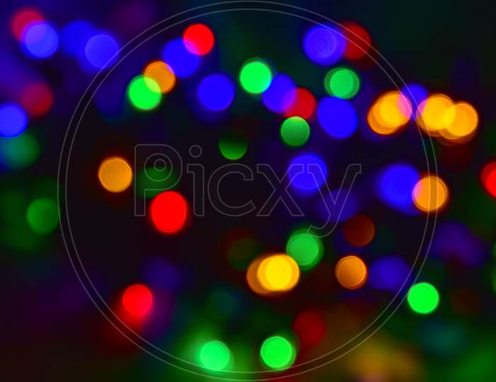 Colorful Christmas Lights Bokeh Abstract Background