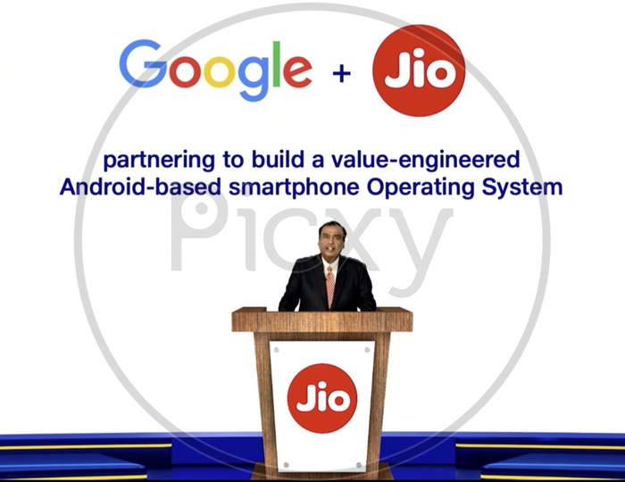 Mukesh Ambani announcing Google Jio Partnership in live at 43rd Reliance Annual General Meeting for shareholders