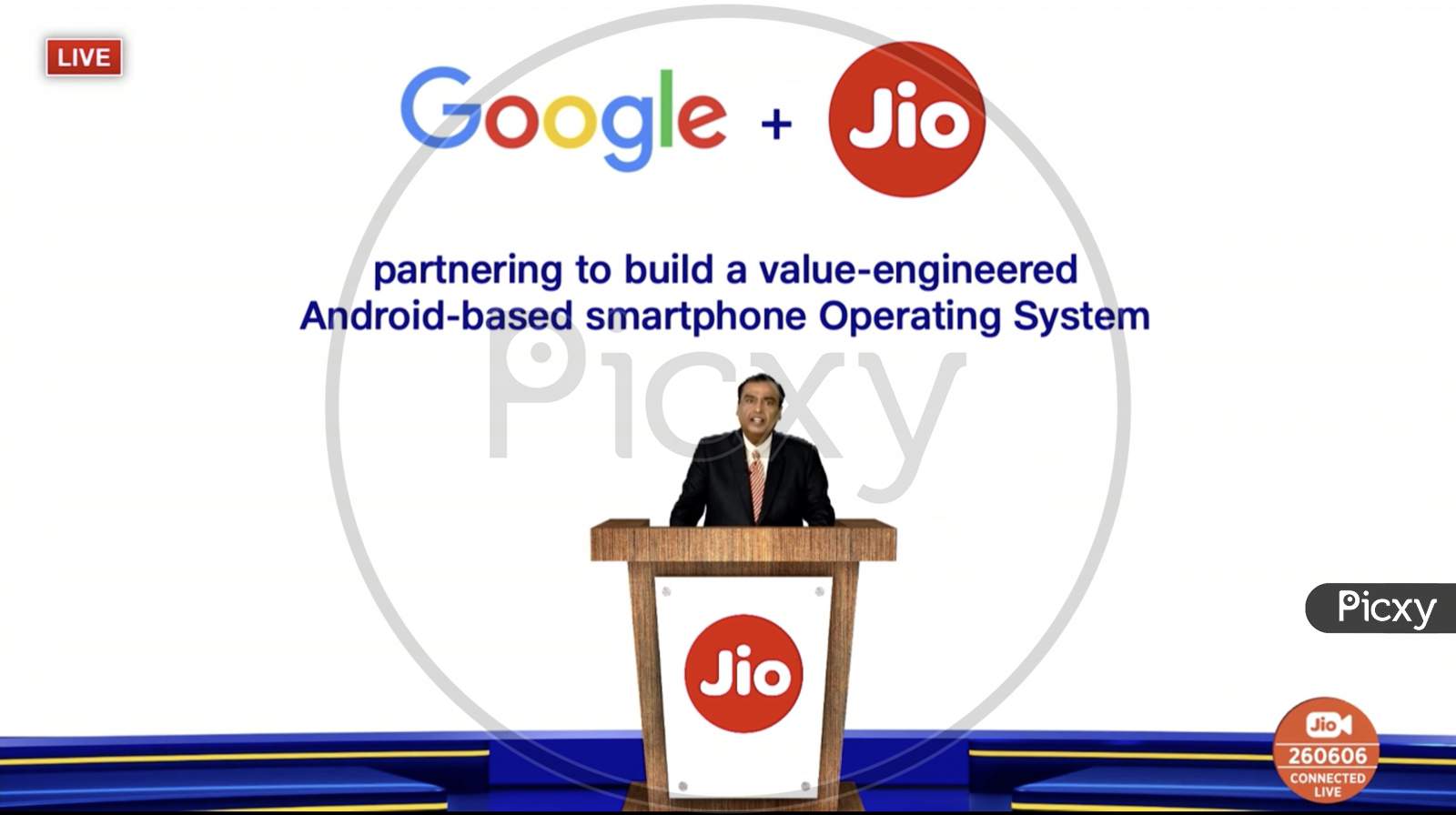 Mukesh Ambani announcing Google Jio Partnership in live at 43rd Reliance Annual General Meeting for shareholders