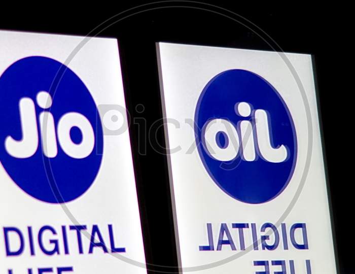 JIO logo with Refection as oil - Concept of Data is New oil