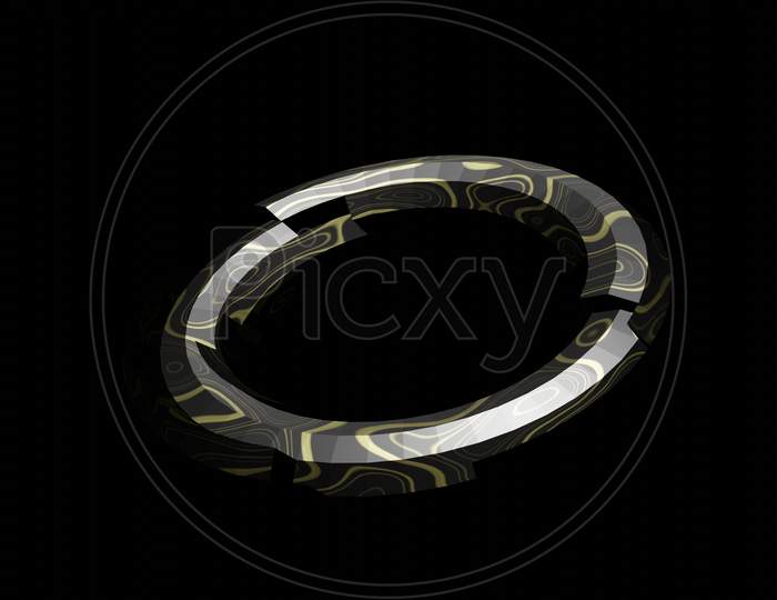 Illustration Graphic Of Abstract Seamless Loop Of 3D Render Object With Beautiful Metallic Texture Or Pattern And Studio Lighting, On A Black Background. Use For Advertising Or Social Media Posts.