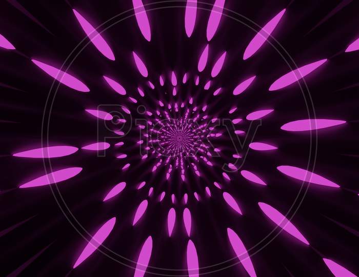Illustration Graphic Of Abstract Pink Energy Tunnel In Space. Energy Force Fields Tunnel In Outer Space. Vortex Energy Flows. A Glowing Tunnel Bursts With Energy (Loop).