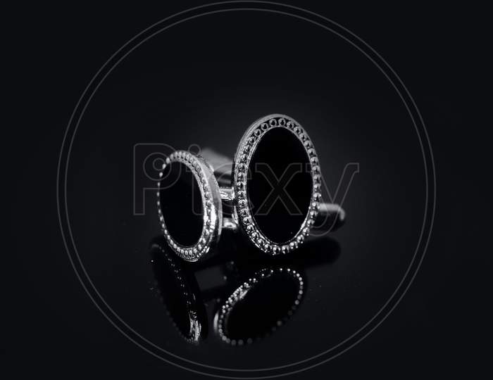 Cufflinks On Black Backgrounds Luxury Fashion-Wear