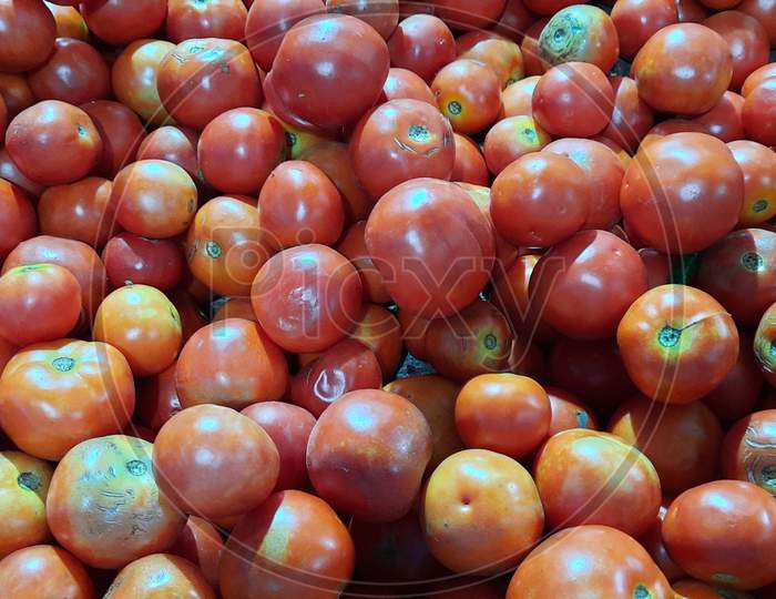 Fresh organic tomato on market