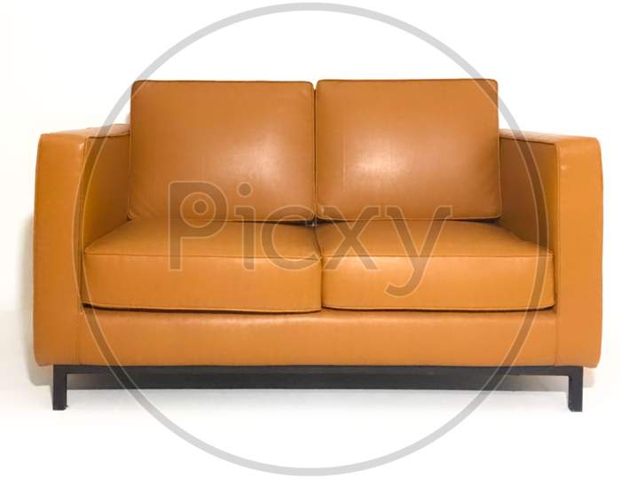 Two Seater Leather Sofa. Brown Leather Couch.