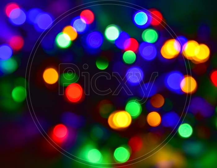 Colorful Christmas Lights Bokeh Abstract Background