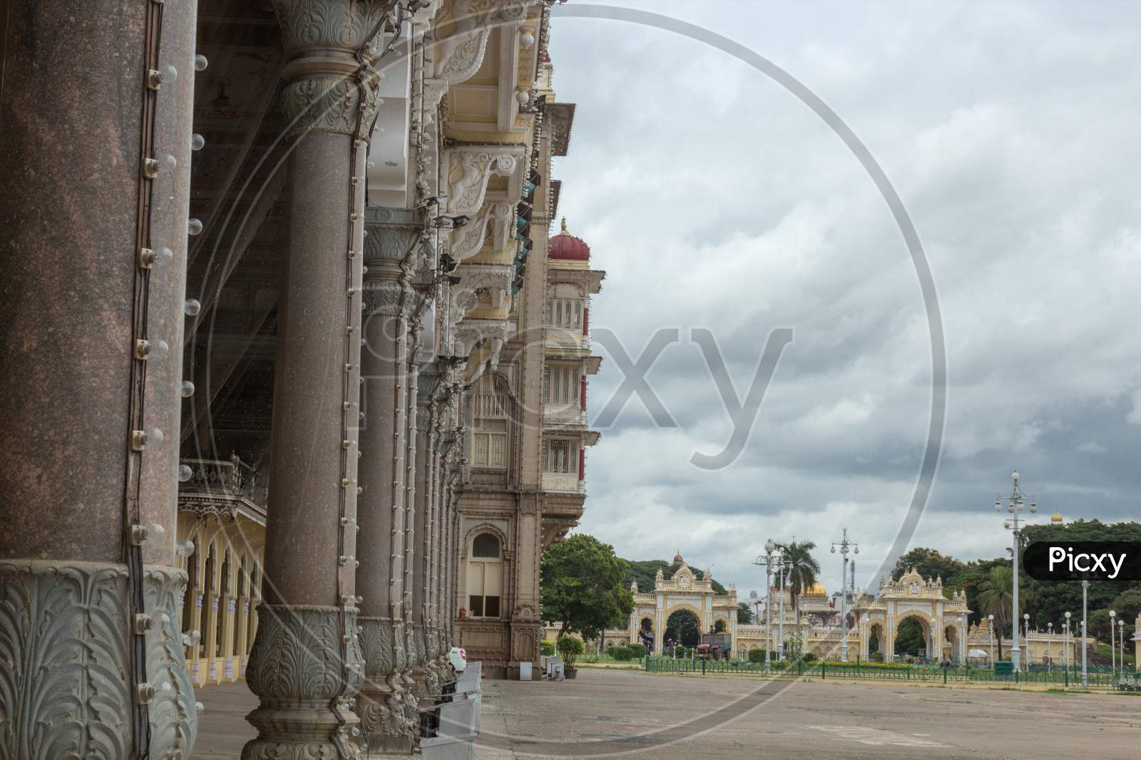 Mammoth Pillar view of Mysore Palace in Karnataka/India.