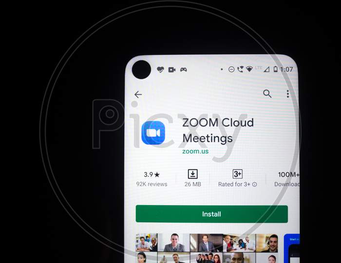 Delhi, India - June 21,'2020: Smartphone Showing Zoom Cloud Meetings App.