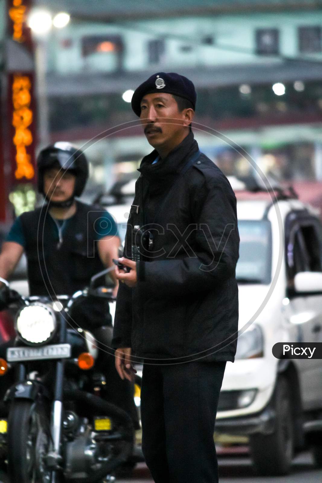 Local Traffic Police Of Gangtok City Trying To Get Control Traffic During Some Rushy Hours .