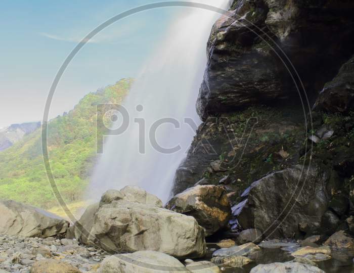 beautiful nuranag or jang waterfall in tawang
