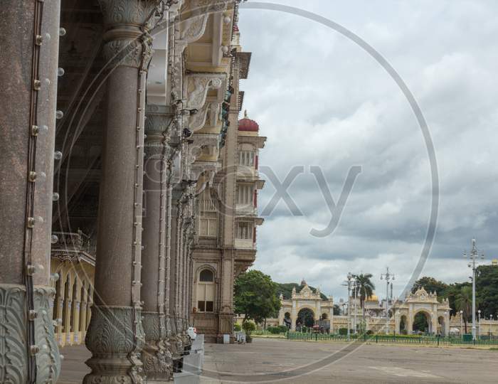 Mammoth Pillar view of Mysore Palace in Karnataka/India.
