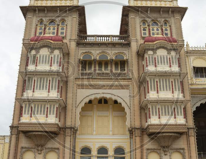 Queen's Window in Mysore Palace in Karnataka/India.