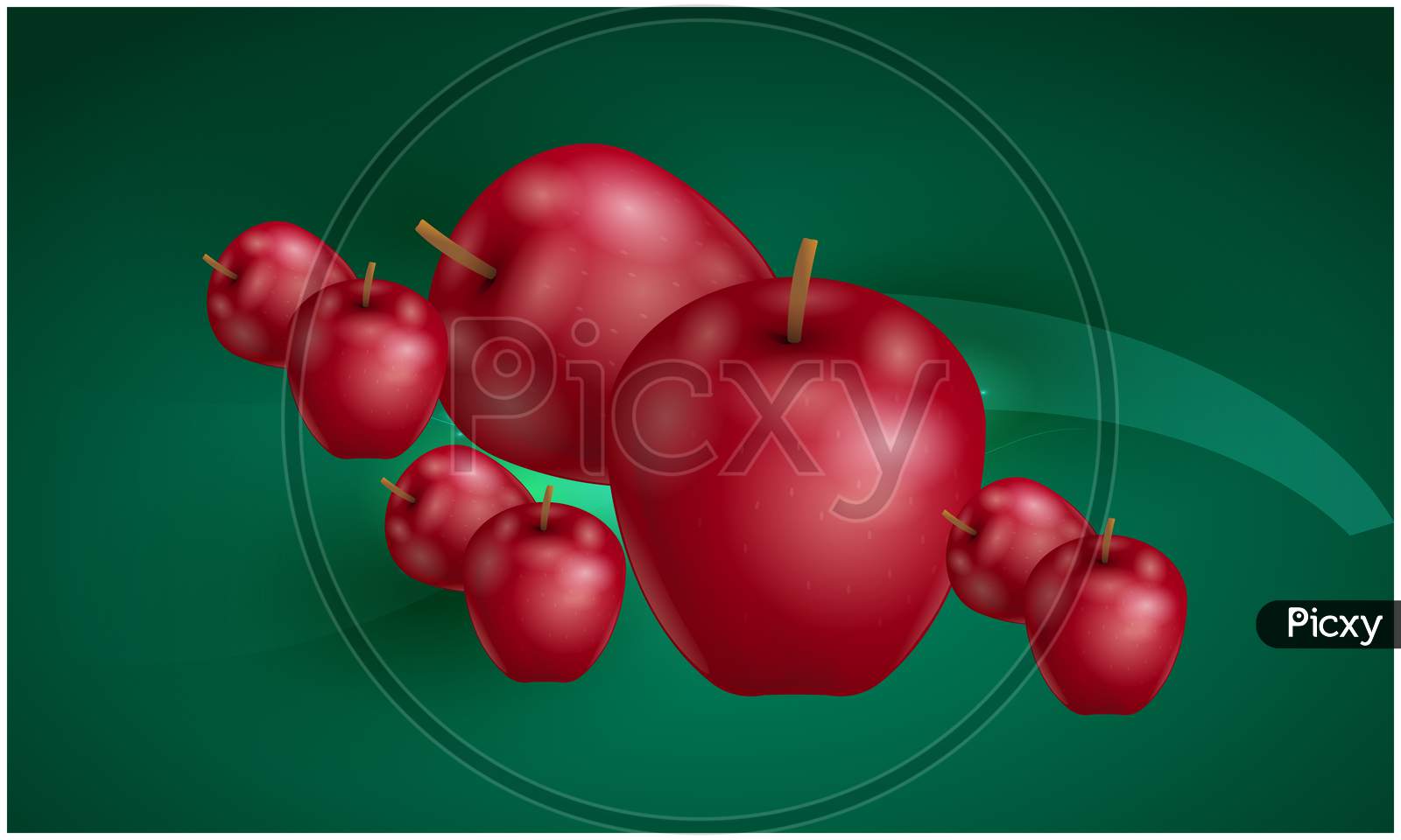 Mock Up Illustration Of Real Apple On Abstract Background