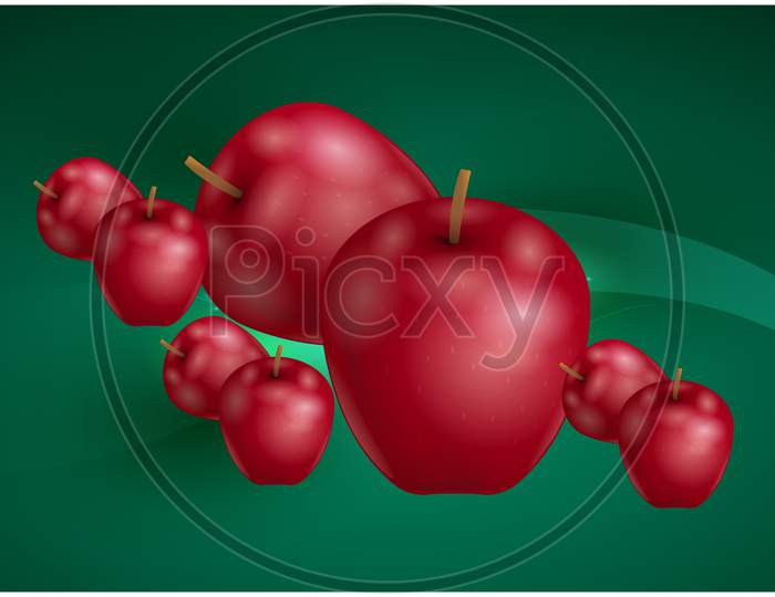 Mock Up Illustration Of Real Apple On Abstract Background