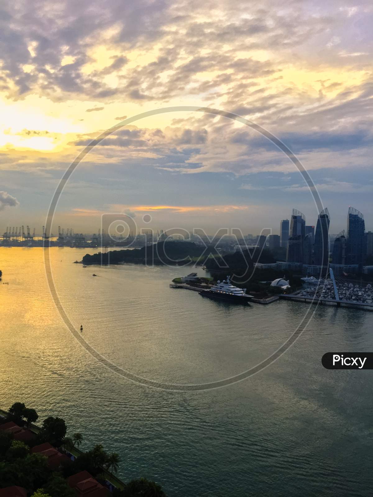 Aerial shot of Singapore city.