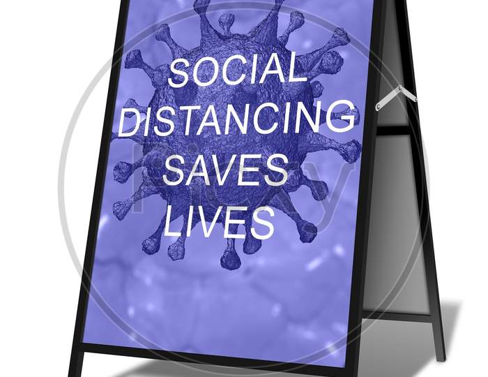 3D illustration of importance of social distancing.