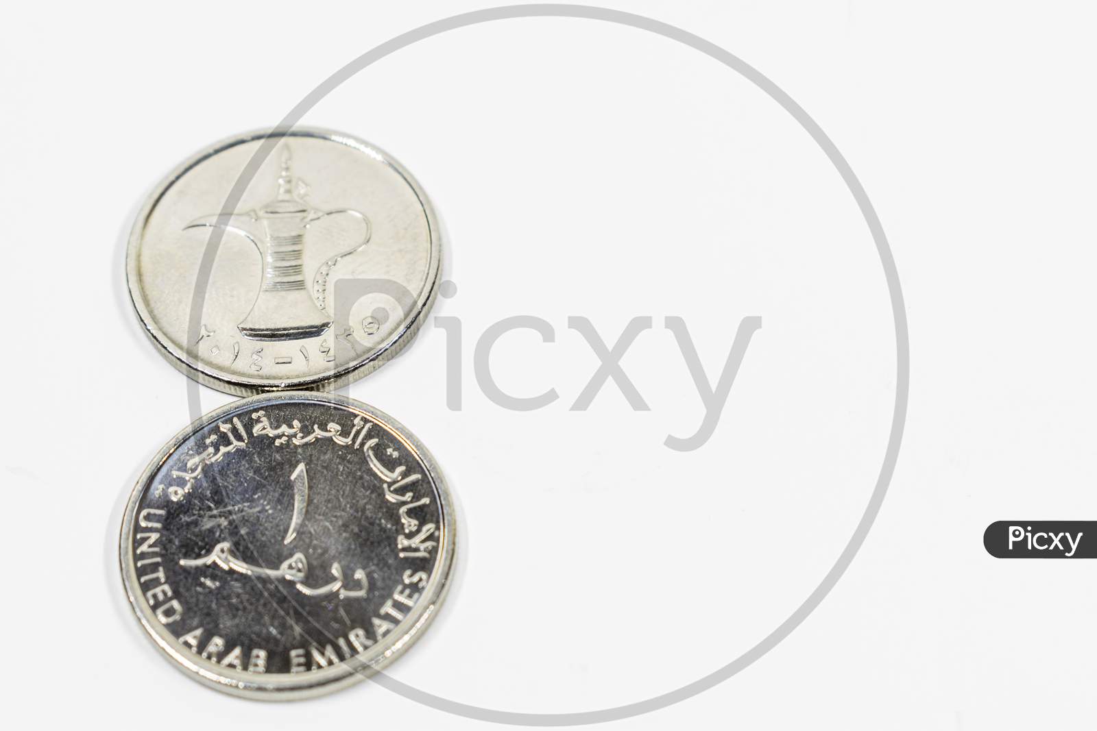A Close Up View Of United Arab Emirates Coin With White Background, Fils, Uae Currency, Uae Coins, Fils