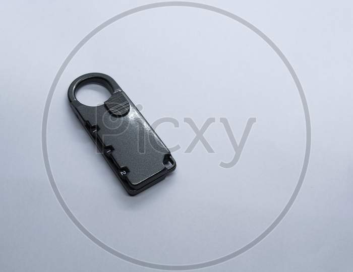 A Lock On White Background. Selective Focus, Selective Focus On Subject,