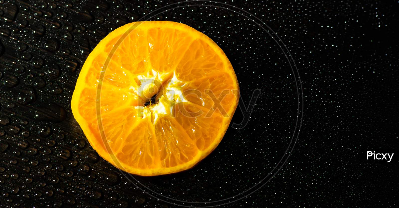 A Beautiful Close Up View Of Wet Orange Slices With Beautiful Background, Vitamin C, Covid 19