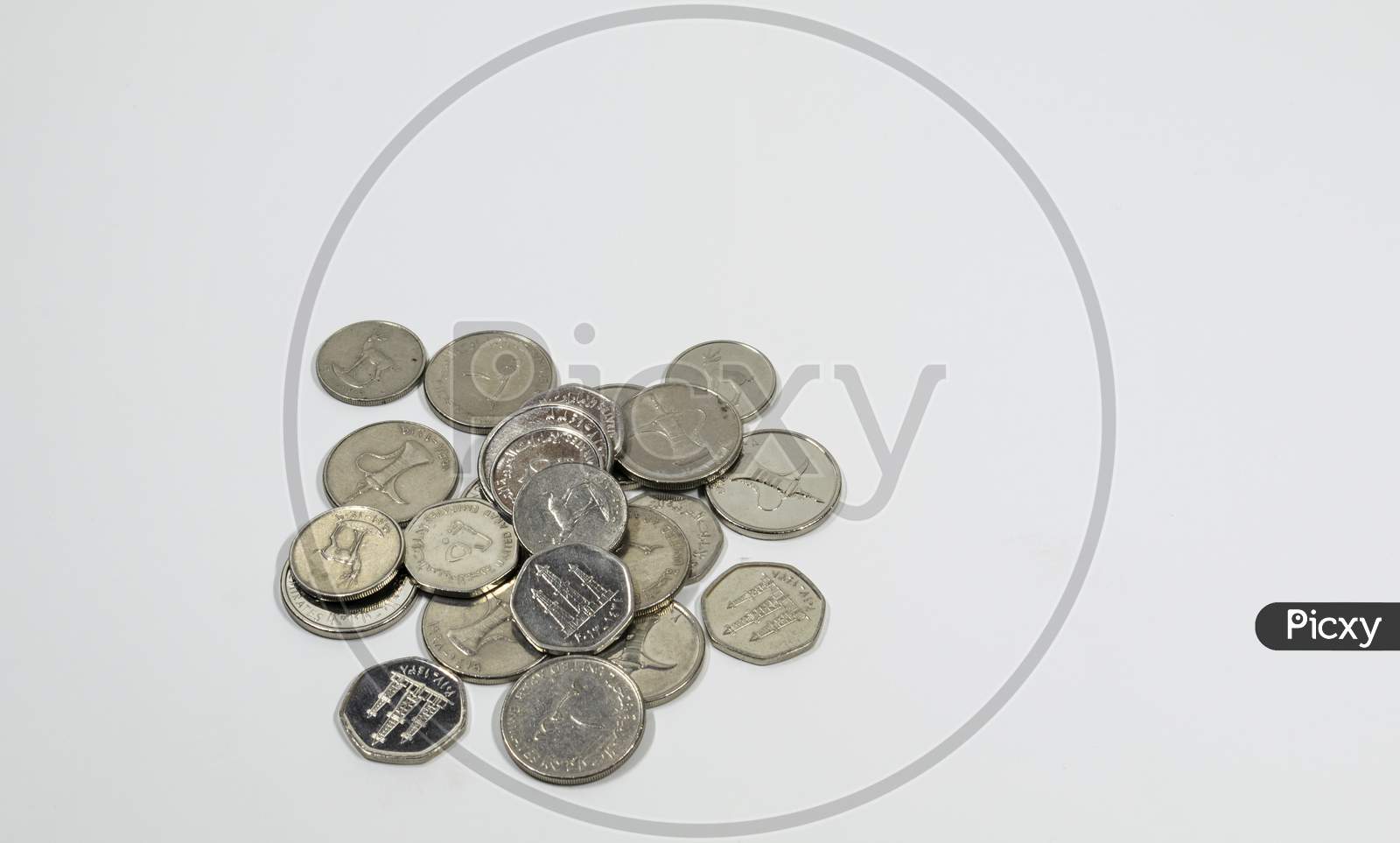 A Close Up View Of United Arab Emirates Coin With White Background, Fils, Uae Currency, Uae Coins, Fils