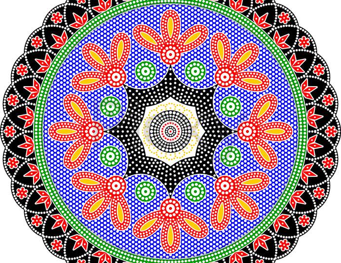 Colorful Chunri Mosaic Oriental Mandala Round