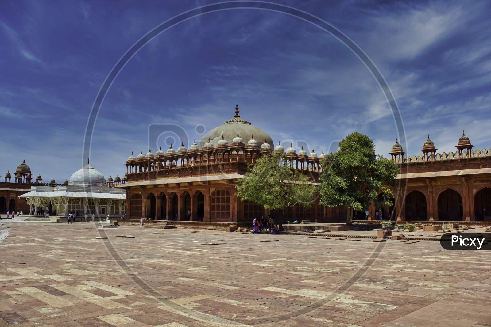 Agra, India - April 10,2014: Fatehpur Sikri A Small City In Northern India In The West Of Agra, Founded By Mughal Emperor. Red Sandstone Buildings Cluster At Its Center. Buland Darwaza Gate Is The Entrance To Jama Masjid Mosque.