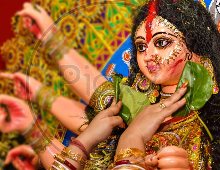 Durga Puja, also called Durgotsava, or Agamani, is an annual Hindu festival originating in the Indian subcontinent which reveres and pays homage to the Hindu goddess Durga.