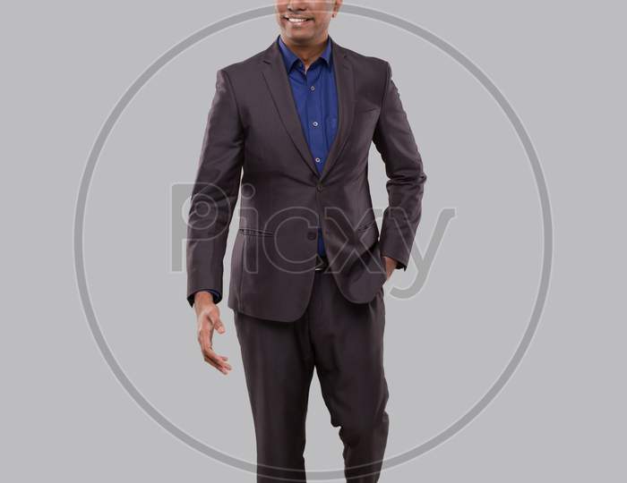 Businessman Walking Isolated. Indian Business Man Full Lenght