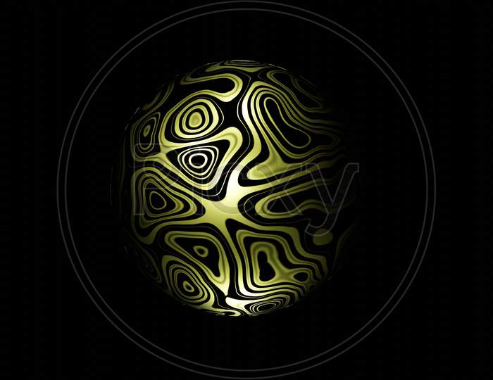 Illustration Graphic Of Abstract Seamless Loop Of 3D Render Metallic Sphere Or Circular Object With Beautiful Texture Or Pattern And Studio Lighting, Isolated On A Black Background.