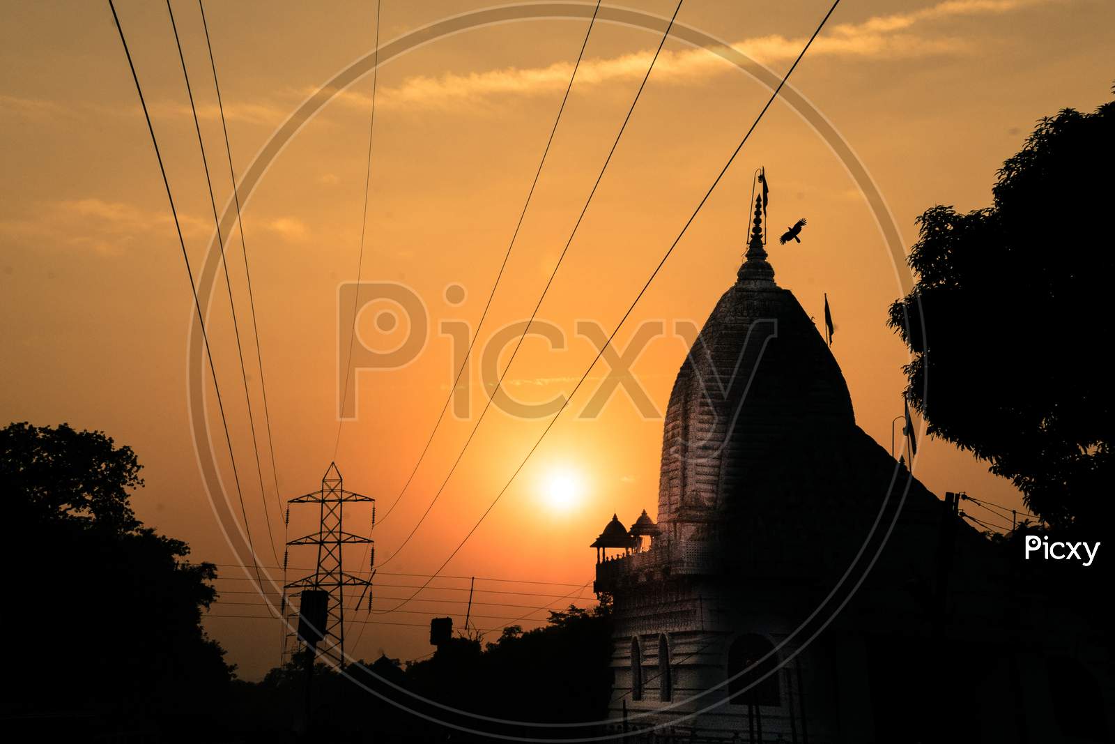 temple in sun set