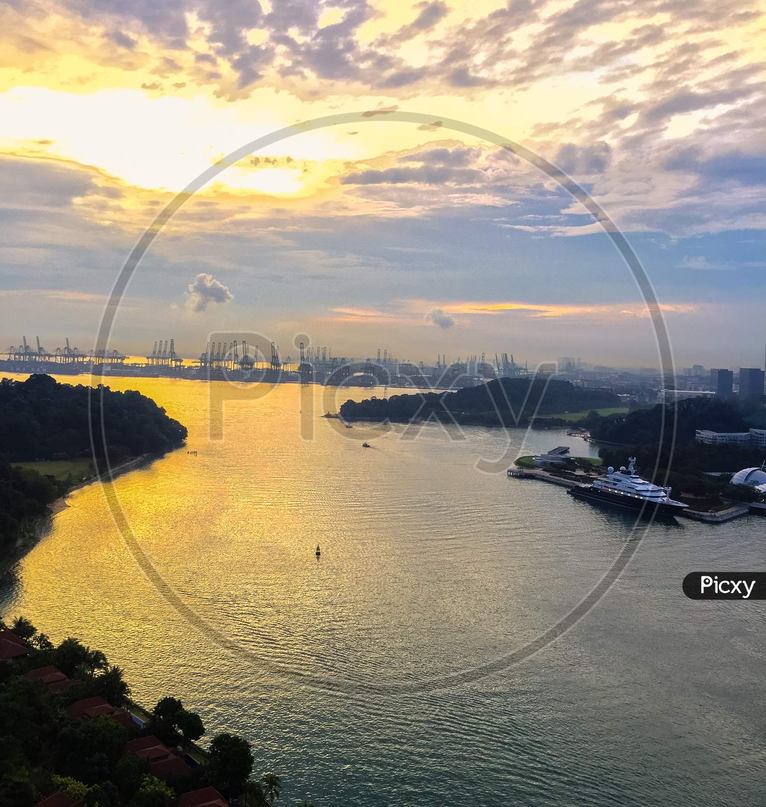 Aerial shot of Singapore city.