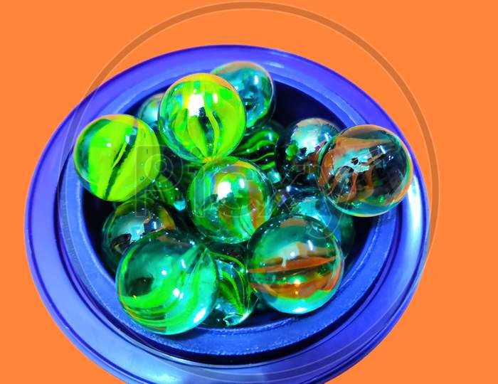 Many Green Round Marbles