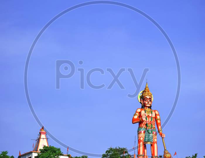A Grand Statue And Temple Of Lord Hanuman In Ratanpur, Bilaspur, Chhattisgarh India.
