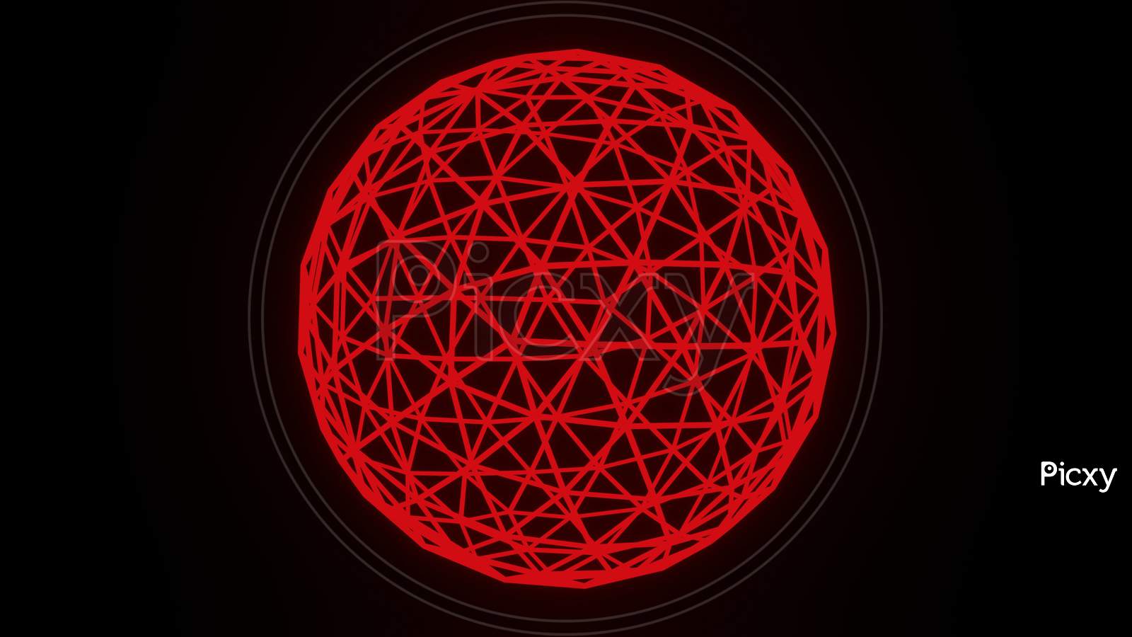 Illustration Graphic Of Red Wireframe Sphere Or Circle, Isolated On Black Background Seamless Loop Design. Illustration Abstract Polygon Globe.