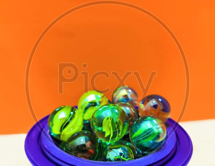 Many Green Round Marbles