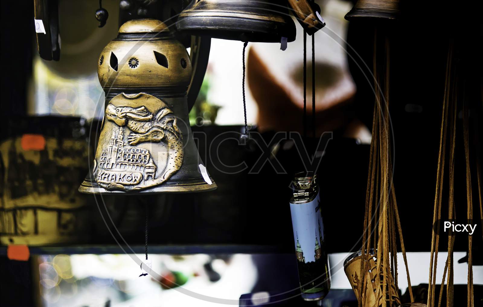 Krakow, Poland - December 08, 2014: Street Photography Of Souvenir Shops And Items Kept In It For Tourists In Main Square Center Of City