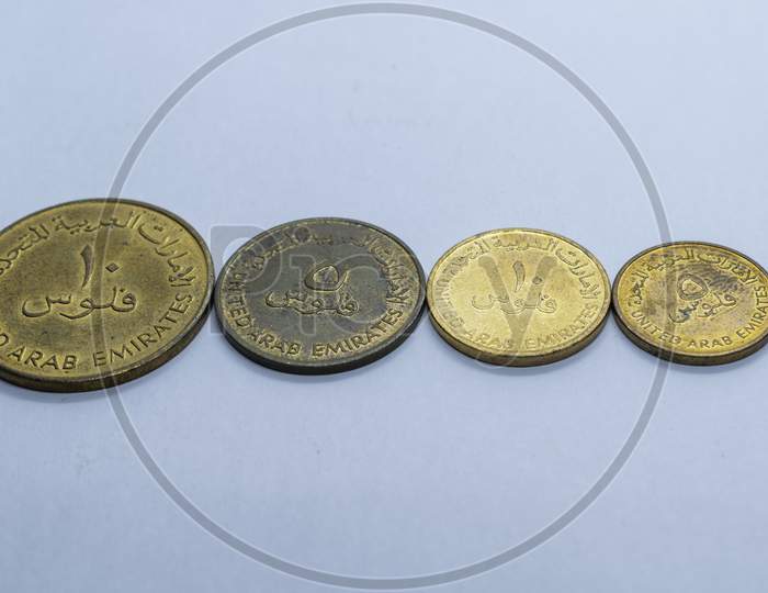 A Collection Of Old Emarati Copper Coins, Uae, Uniter Arab Emirates Old Coins, Old Currency
