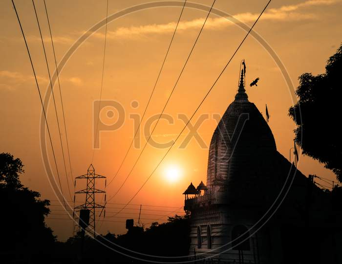 temple in sun set